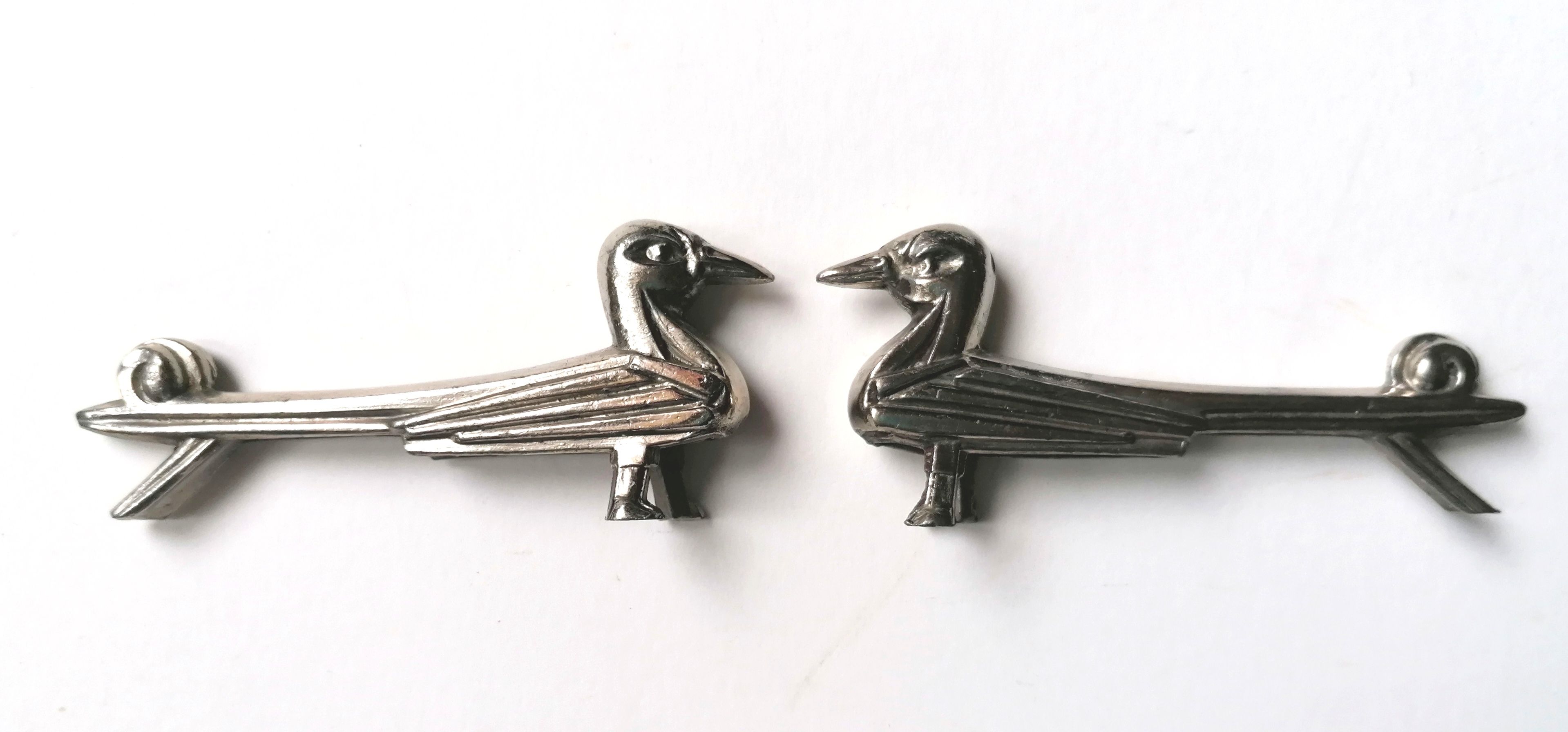 Set of 9 art deco animal knife holders