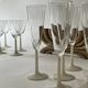 Set of 9 champagne glasses in glass and frosted opaline glass, France 1970