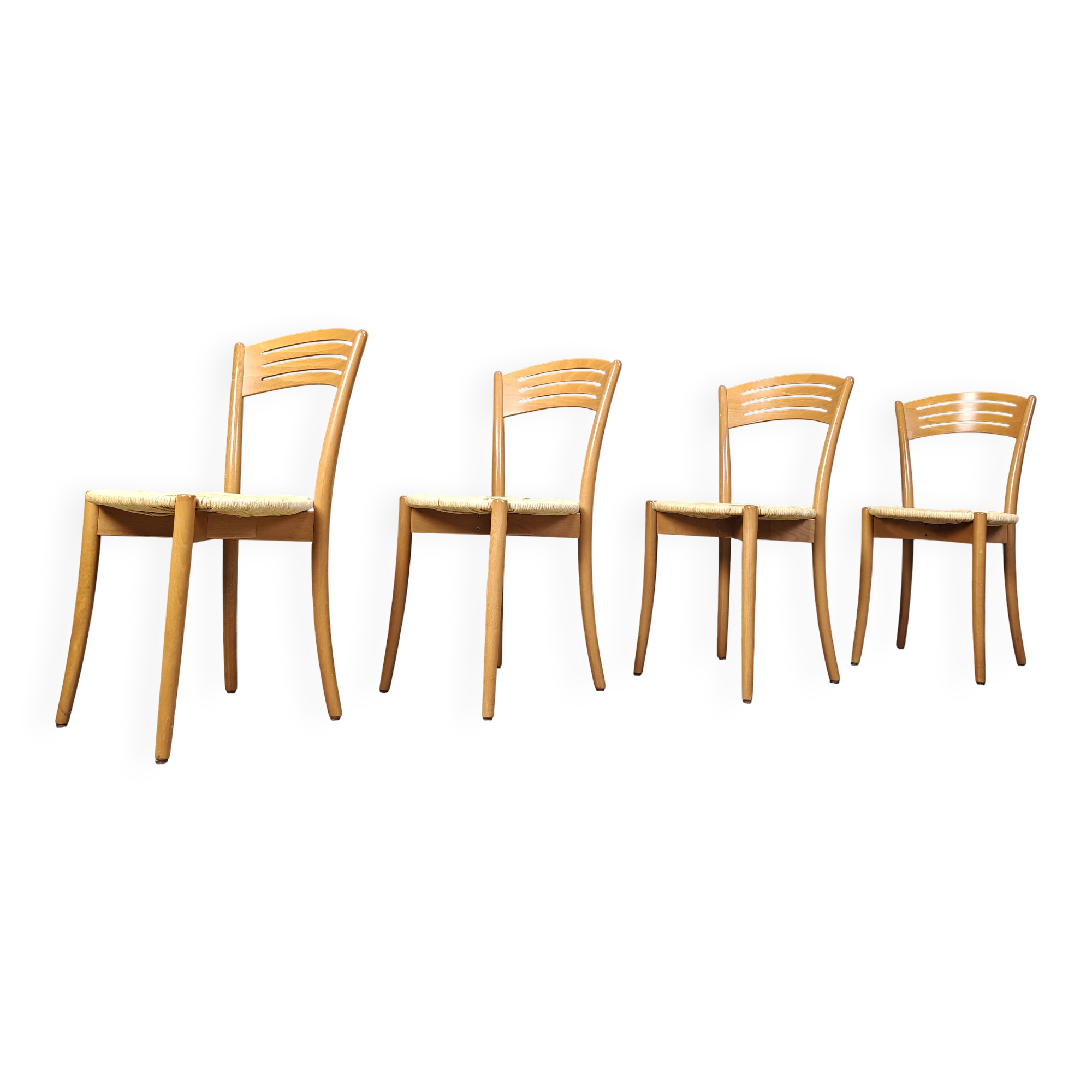 Vintage italian bistro and papercord dining chairs, 1980s