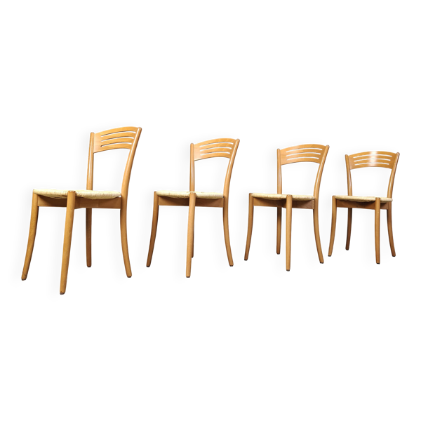Chaises de salle à manger vintage de bistrot italien et corde de papier, années 1980