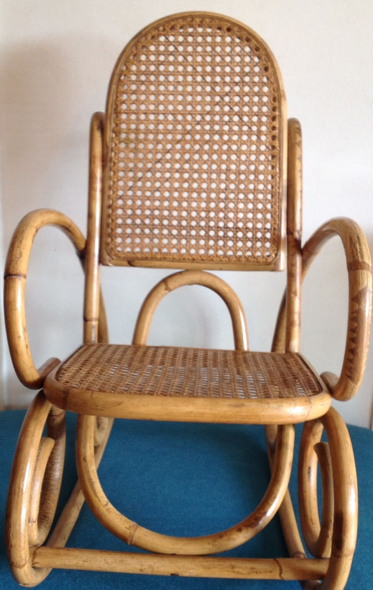 Rocking chair child rattan wicker nsac retro old vintage