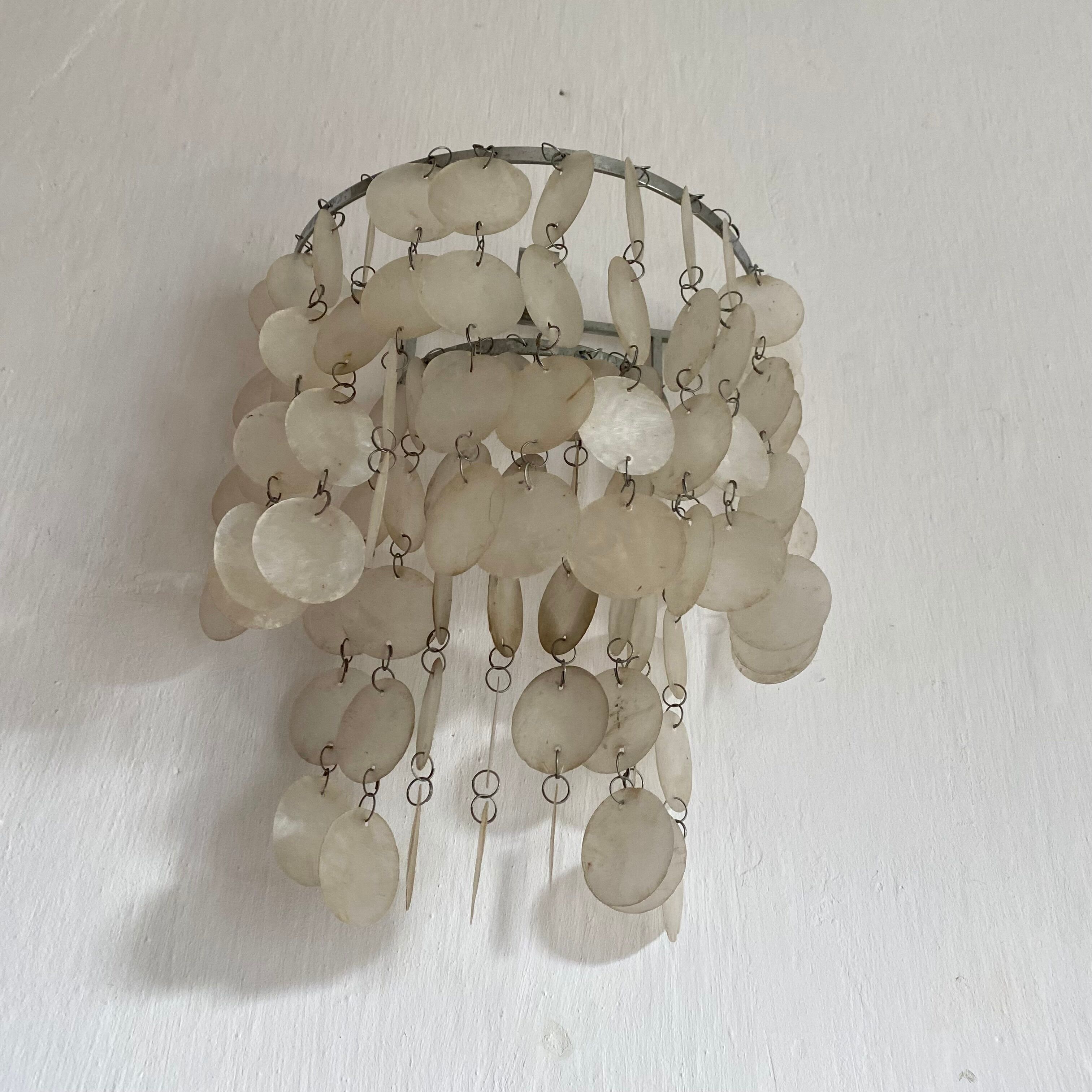 Mother-of-pearl tassel wall lamp from the 60s and 70s