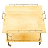 Lacquered Goatskin and Brass Bar Cart Aldo Tura style , 1960s, Italy