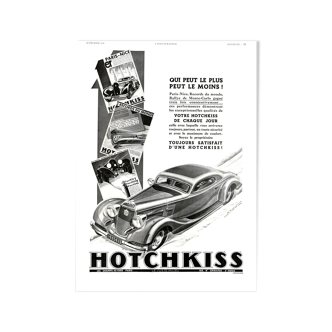 Affiche vintage années 30 Hotchkiss