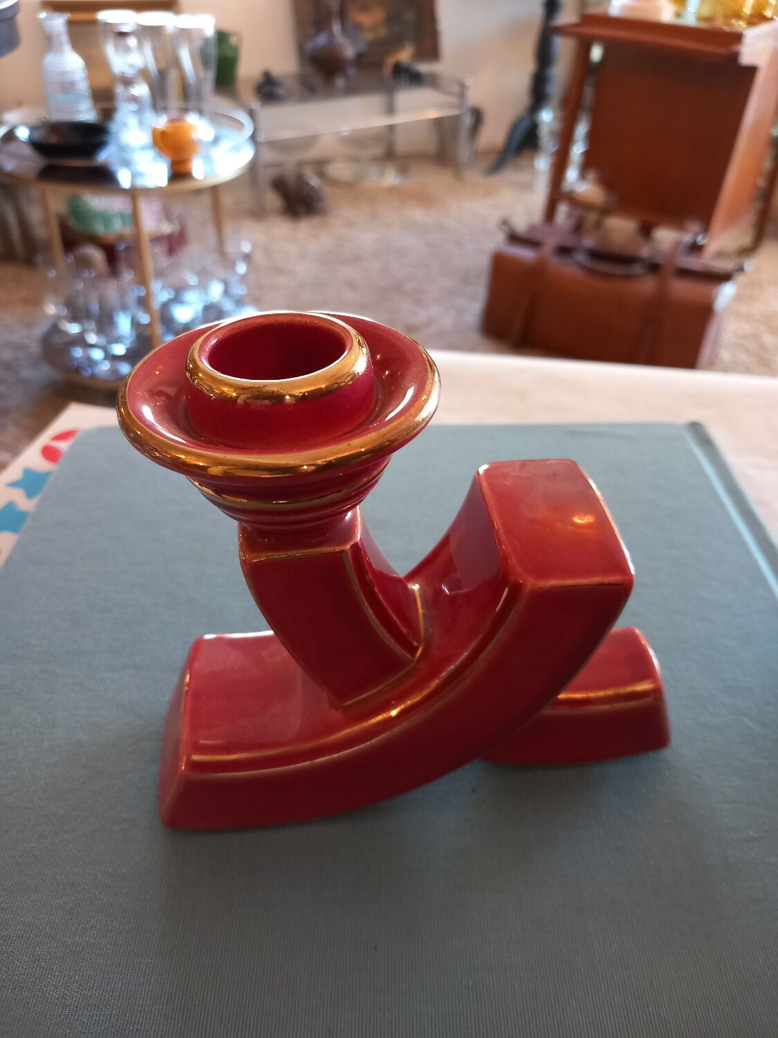 Candlestick 50s in faience