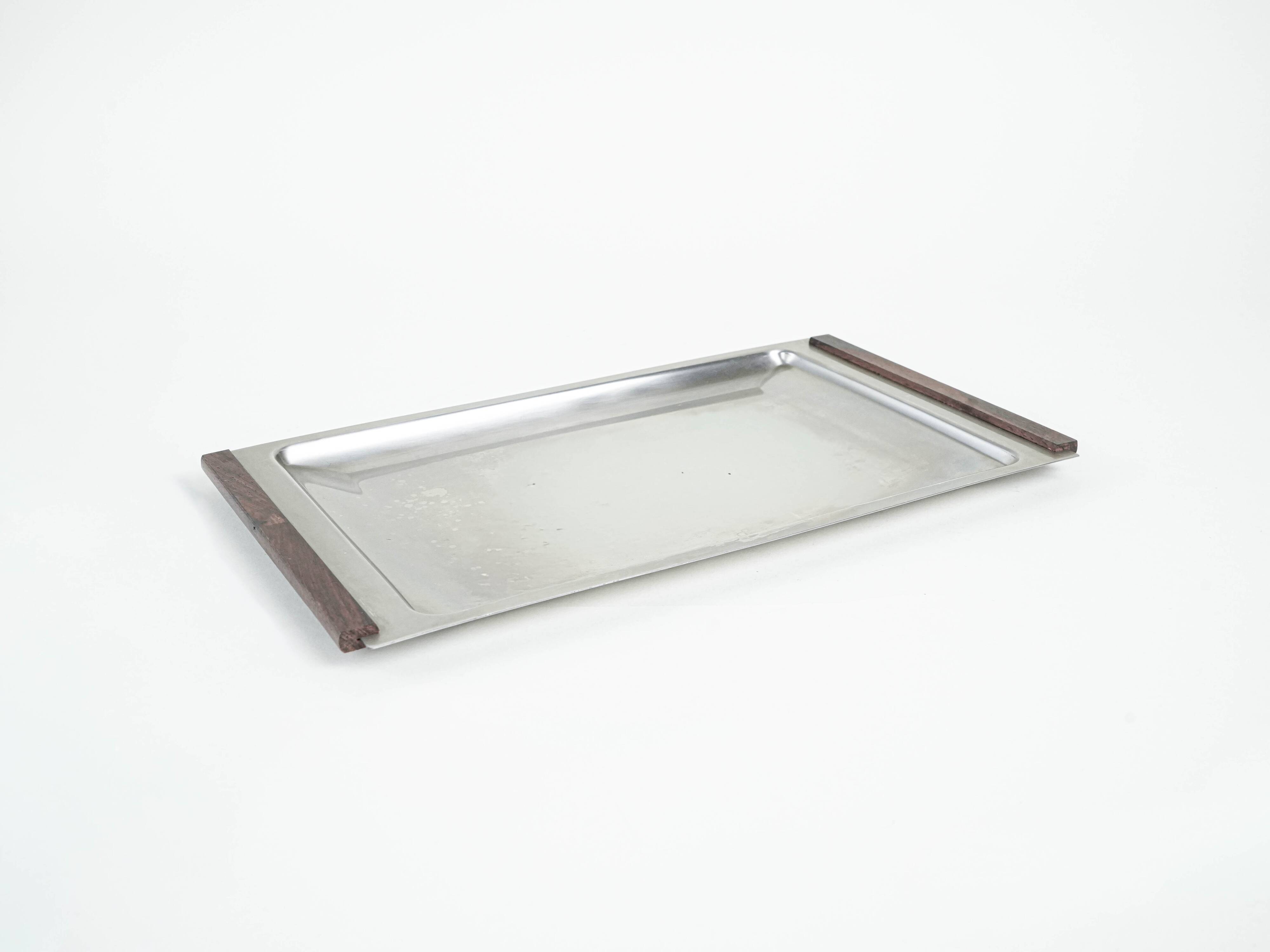 Plateau en acier inoxydable, design danois, années 1970, fabriqué au Danemark