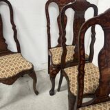 Set of eight Dutch marquetry chairs from the 19th century.