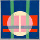 Tapisserie murale Bauhaus par Herbert Bayer pour NGM, Allemagne, 1988. Titre de l'œuvre : "Cercle blanc sur structure".