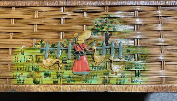 Banc coffre rotin osier années 60/70