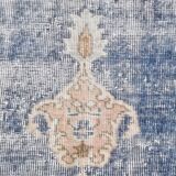 7x11 Soft Beige & Blue Wool Vintage Rug For Living Room, 210x324 Cm