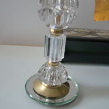 Lampe art déco rose pied en cristal taillé