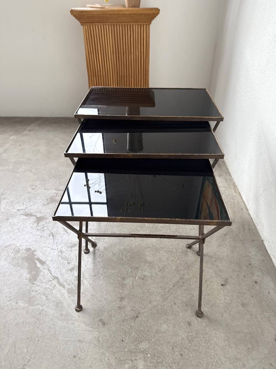 Adnet 1950s nesting tables trio