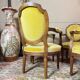 Set of four natural wood armchairs in louis xvi style 19th century