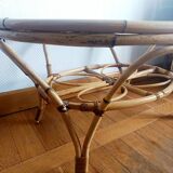 Table basse en rotin vintage 1970