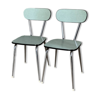 Chaises et tabouret Formica vert amande