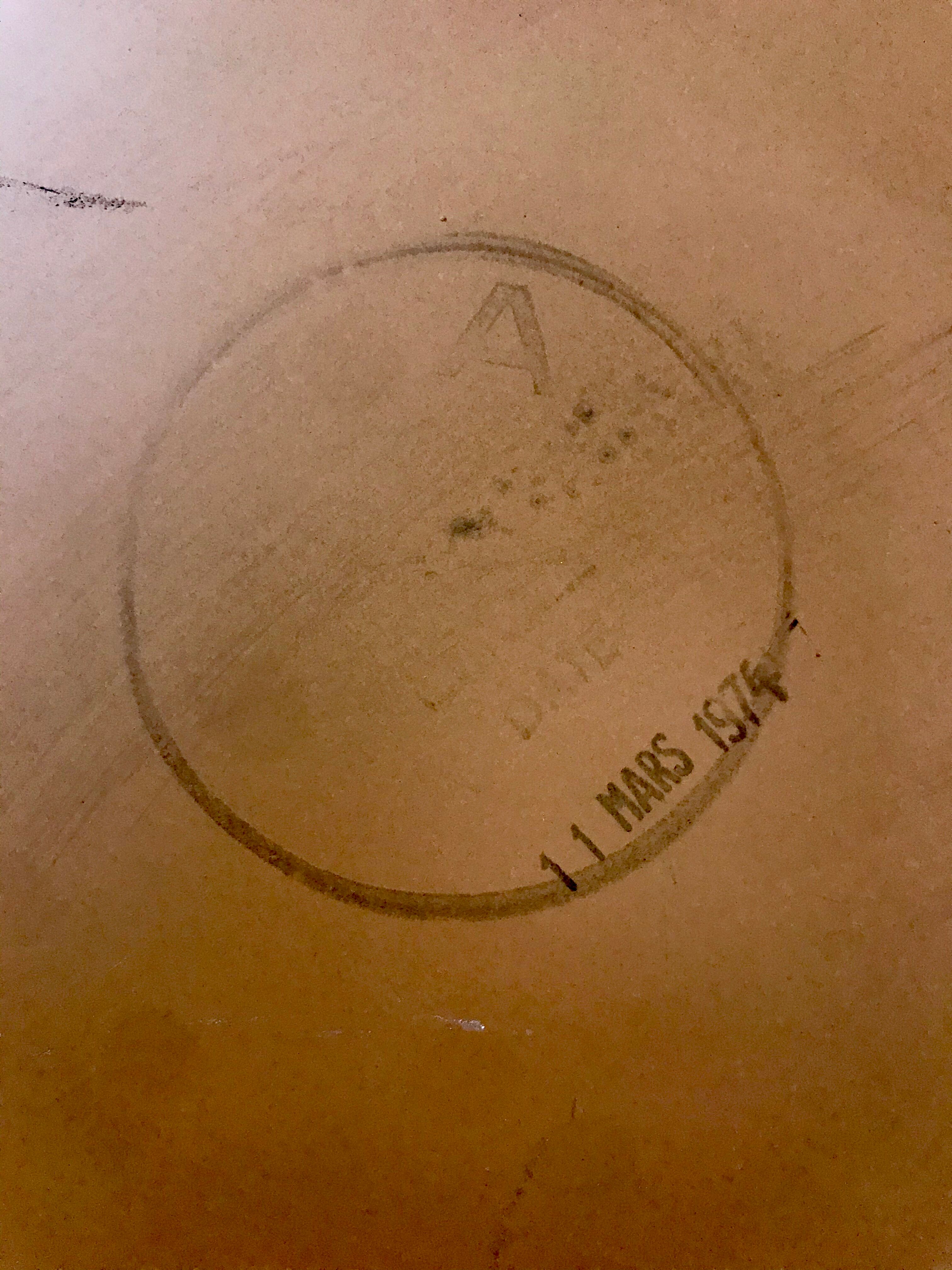 mirror cap brown orange design plexi and leather strap Made in France 1974