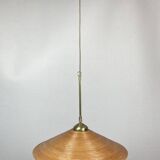 Pencil split reed, rattan, bamboo & brass pendant lamp, italy, 1970s