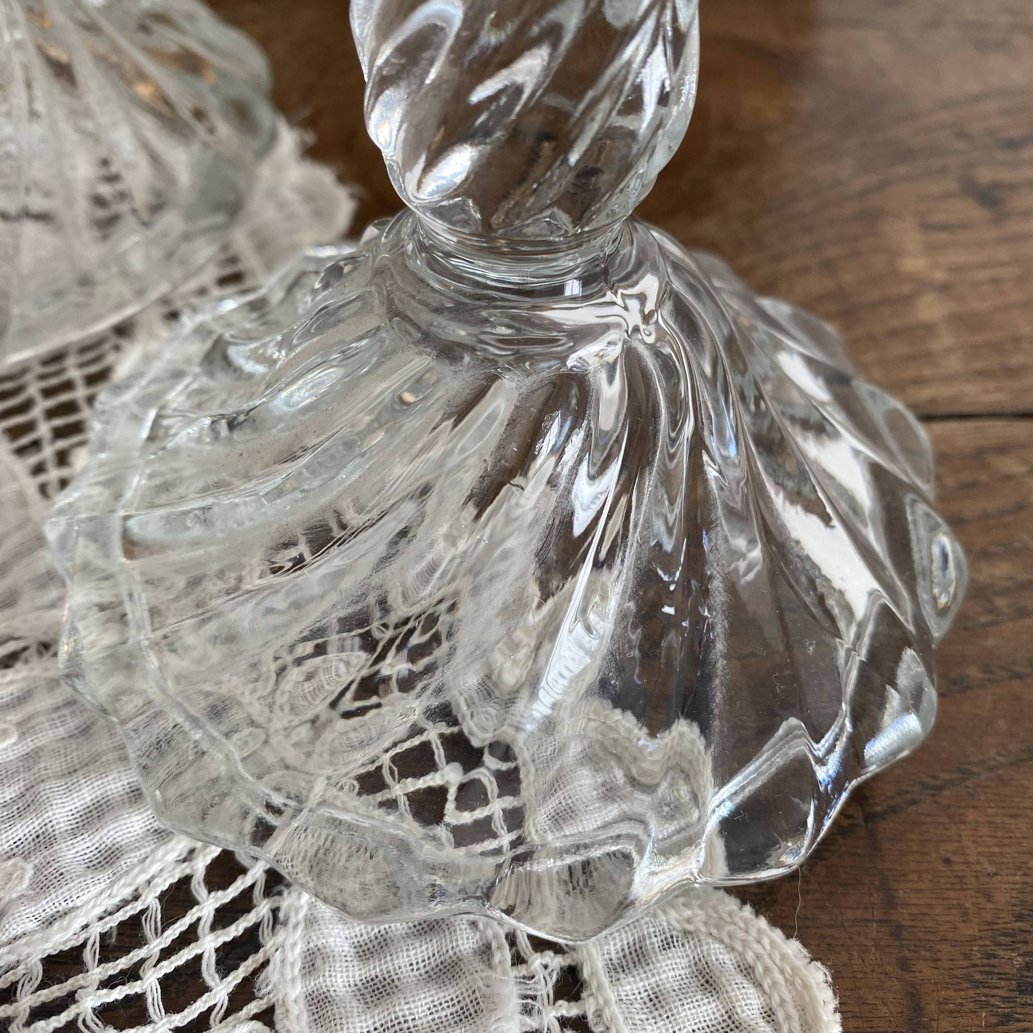 Pair of glass candlesticks