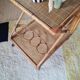 Vintage rattan dessert trolley - double shelves