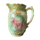Pichet, barbotine à décor de biche et cerf