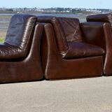 Modular sofa made up of 3 leather armchairs. Circa 1970