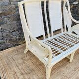 2 seater white rattan sofa