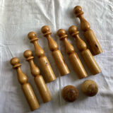 Old set of 7 pins 2 wooden balls