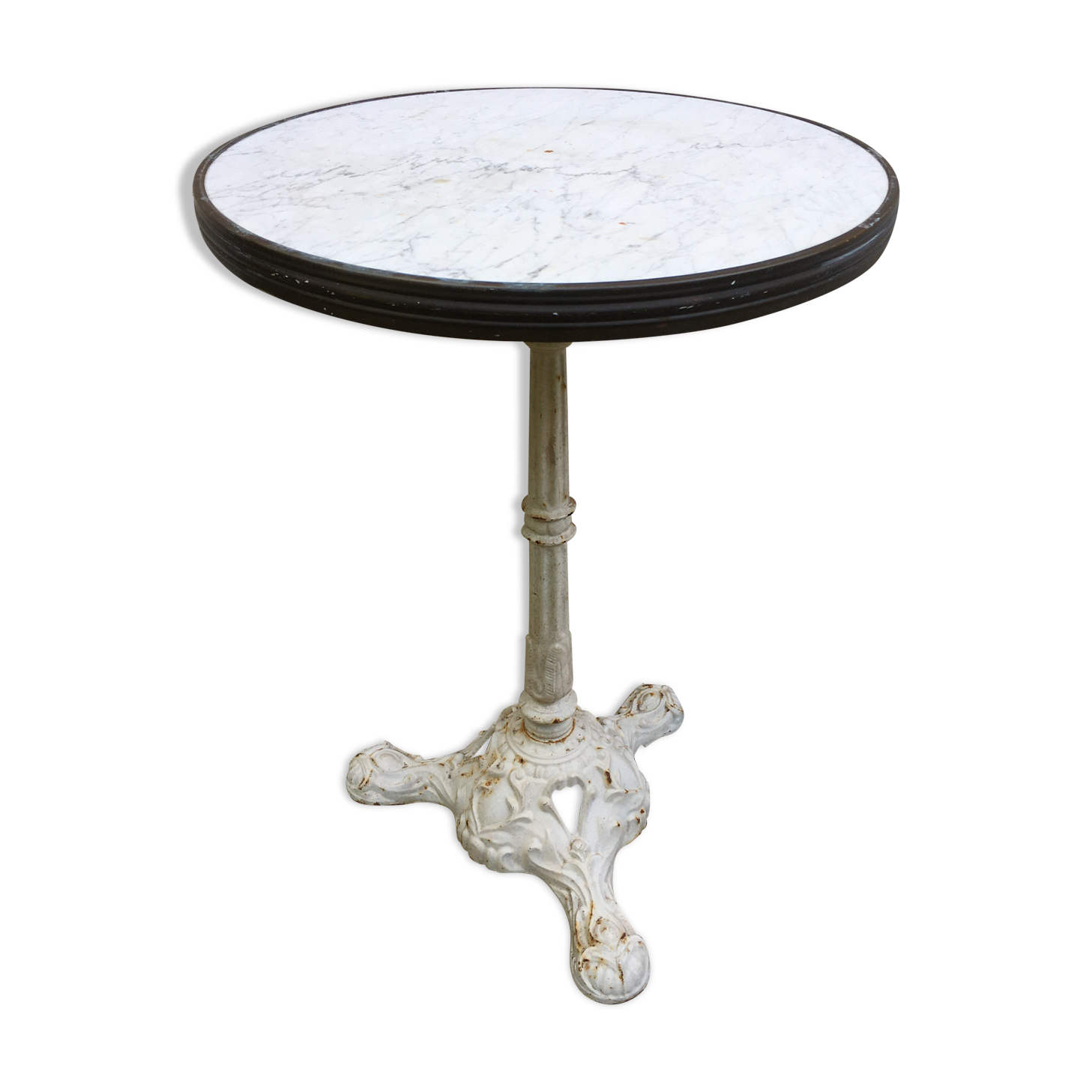 Old marble round bistro table
