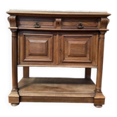Desserte - Console Henri III en noyer et marbre beige