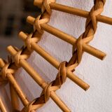 Miroir encadré en rotin et canne