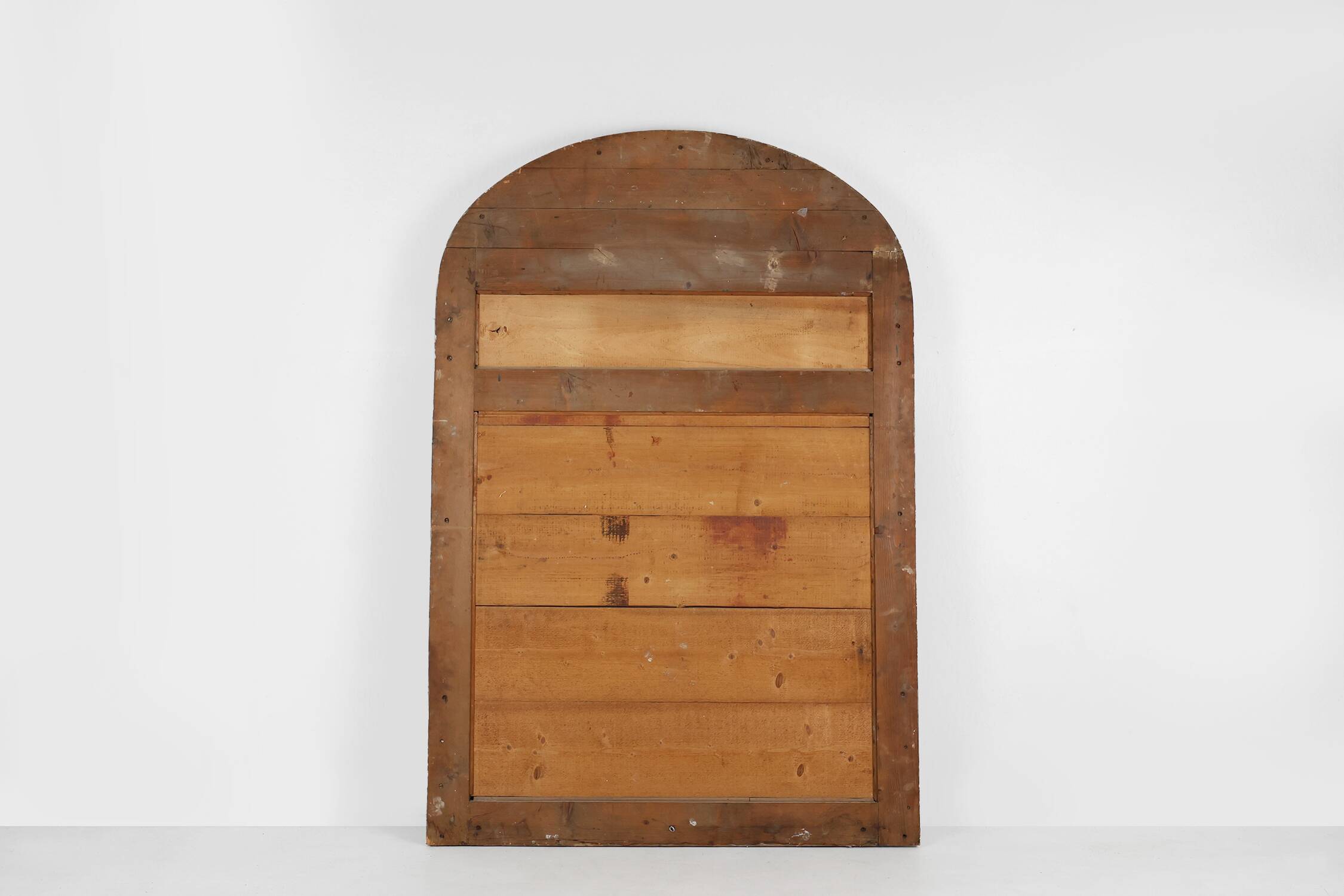 Large baroque decorated chimney mirror in gilted wood, France ca. 1800