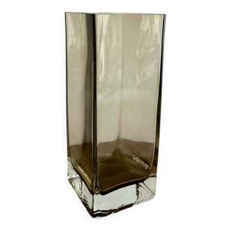 Rectangular vase in smoked crystal with Murano effect