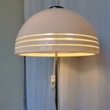 Vintage 1970s Mushroom Floor Lamp: Chrome & White Plastic, Retro Lighting