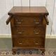 English walnut chest of drawers with drop-down top, 1950s work