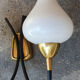 Pair vintage sconces, brass, steel and opaline 1950
