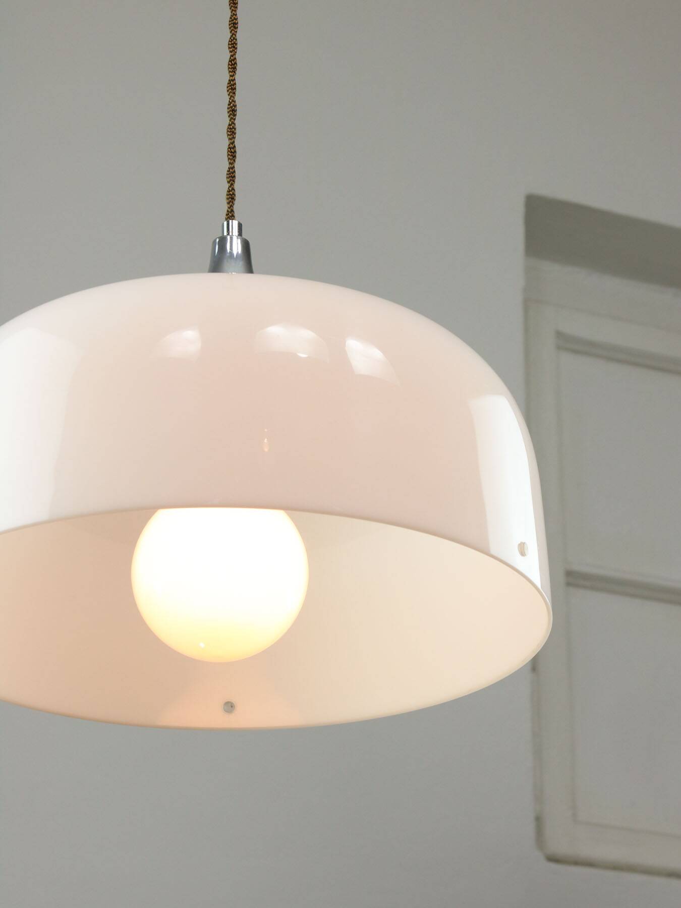 Space Age White Pendant Lamp from Guzzini, 1960s