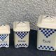 Set of 3 earthenware spice pots geometric pattern art deco period