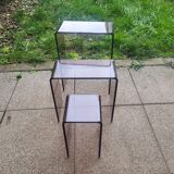 3 side tables, occasional table in smoked plexiglass, 1960s-70s.
