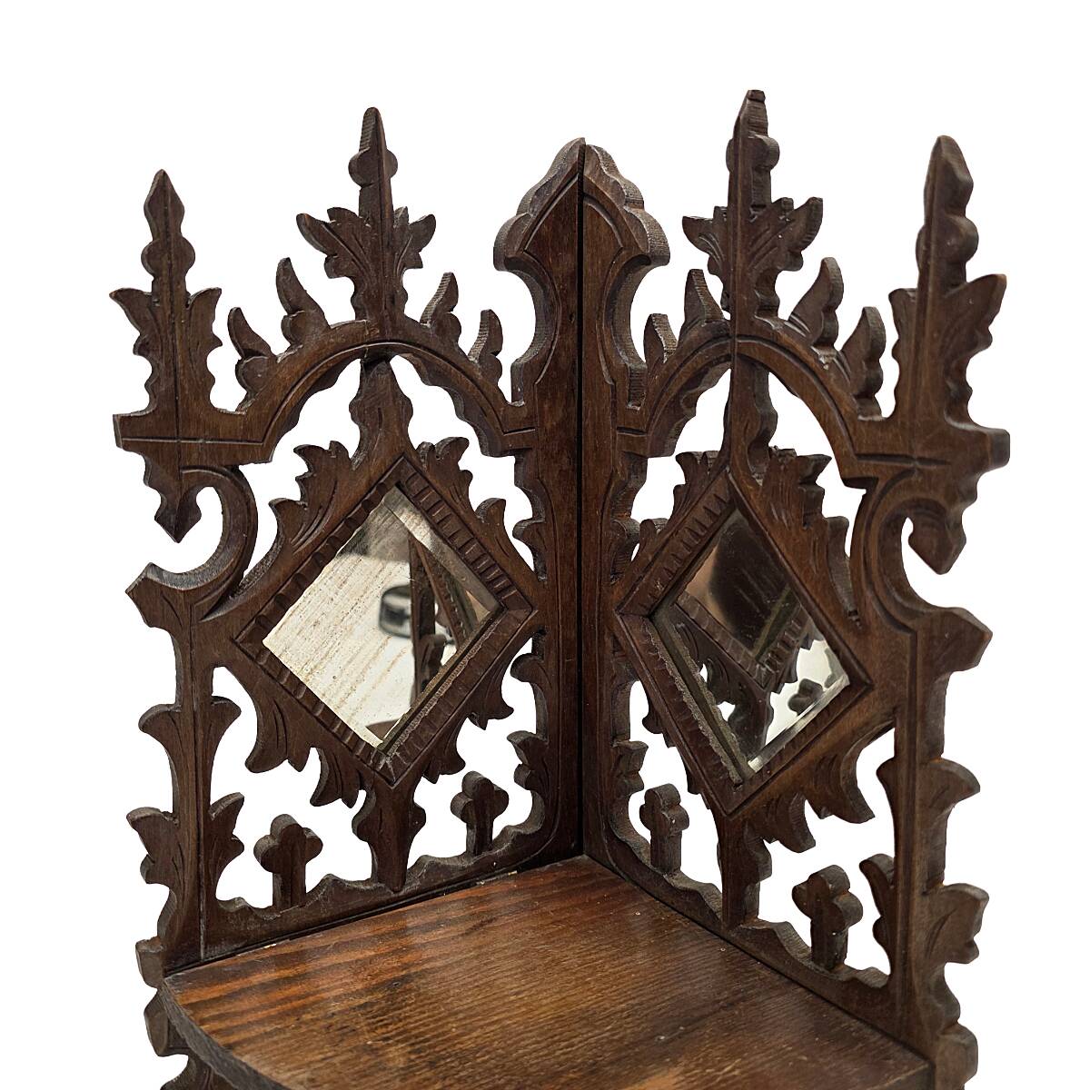 Console d'angle murale antique de style gothique français, fin des années 1800