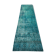 Distressed Turkish Narrow Runner 304 x 76 cm Wool Vintage rug, Overdyed Turquoise