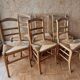 Set of 6 straw chairs in Louis Philippe style cherry wood