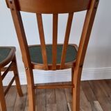 Pair of Luterma bistro chairs in beech wood and green seat 50s