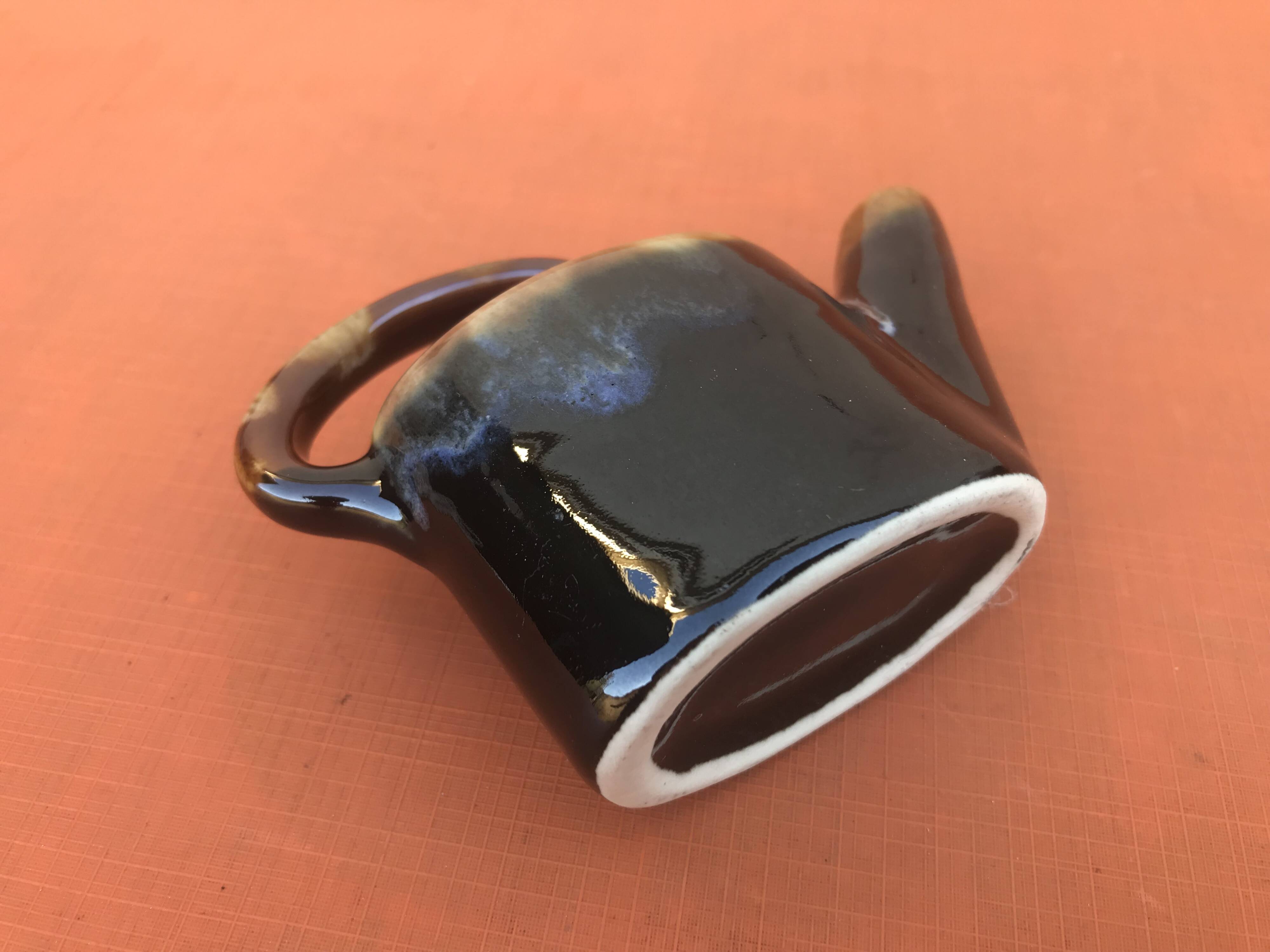 1950s Vase / Flower pick in the shape of a watering can Flamed stoneware