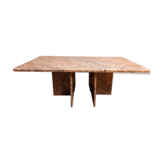 Table basse vintage en marbre rose années 70 80