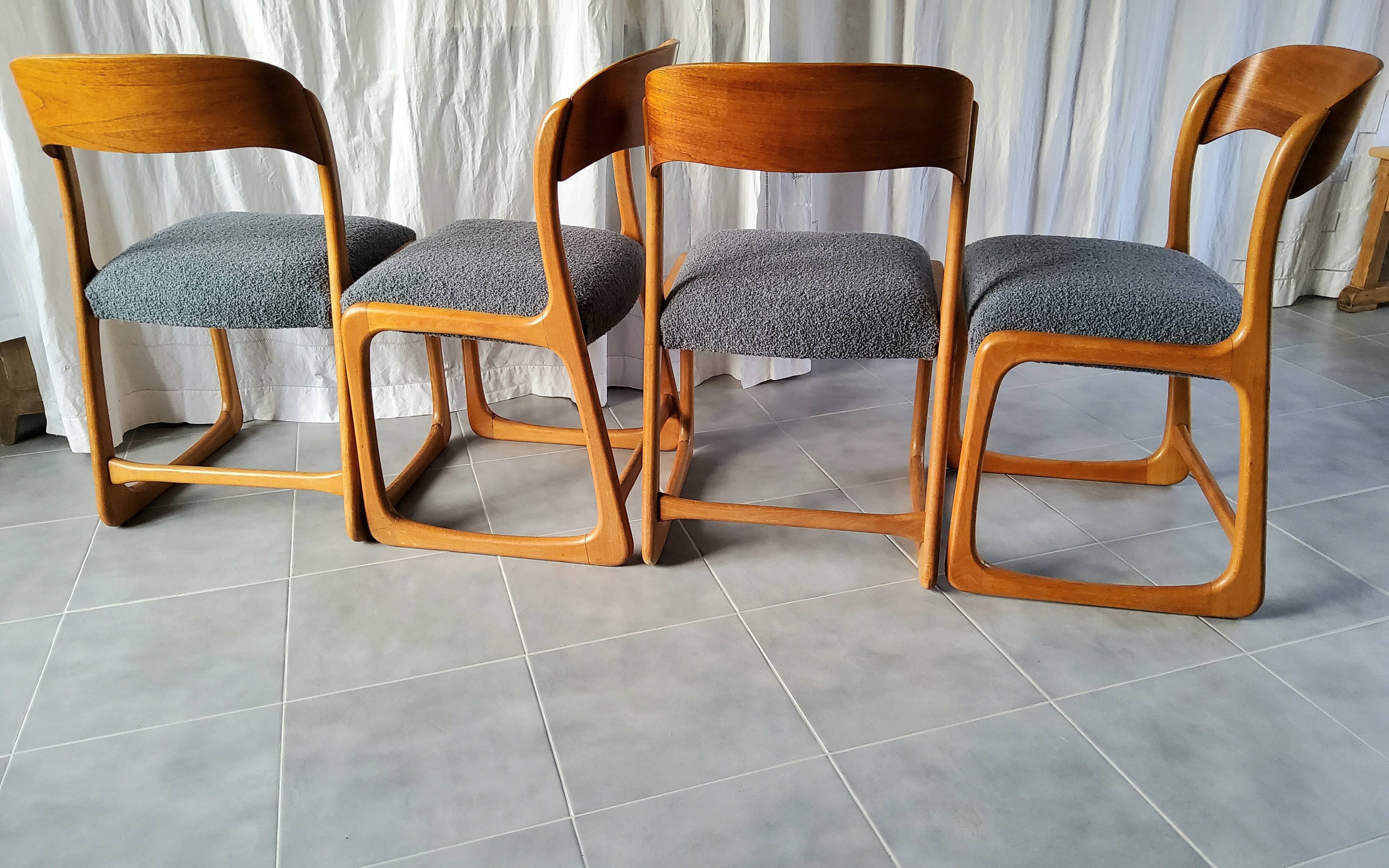 Ensemble de 4 chaises traîneau Baumann