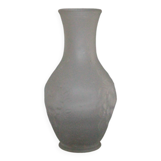 Vase italien vintage en verre moulé dépoli aux motifs de fleurs