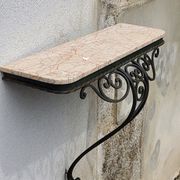 Console of wall lamp of the 50s in wrought iron and marble top