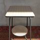 Vintage metal and vinyl dessert table