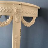 Old wooden console, half moon, Louis XVI style, early twentieth century