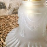Art Deco Portable Lamp, Linen Cable
